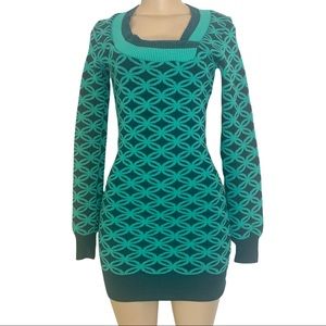 Ruelle Bow Flower Fitted Body-con Kelly Green Knitted Stretch Sweater Mini Dress